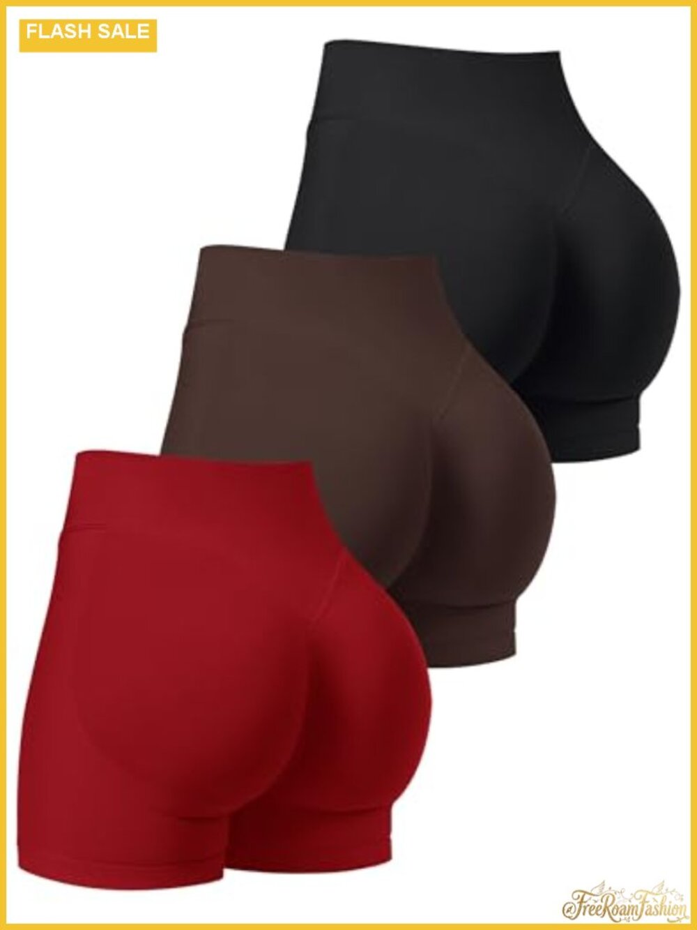 Seamless Scrunch Butt Gym Shorts 3 Pack High Waist Biker Yoga Booty